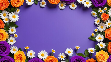 Fototapeta premium frame of colorful flowers