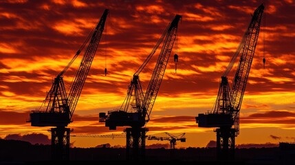 Obraz premium The Cranes at Sunset