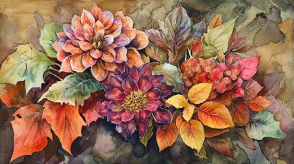 Autumnal Watercolor Bouquet