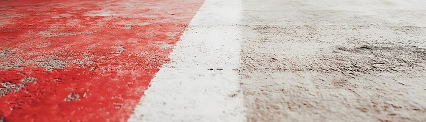 Red and White Painted Concrete Surface with a Line