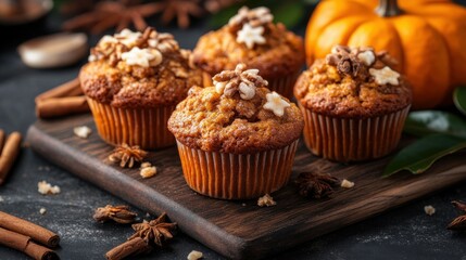Freshly baked pumpkin spice muffins