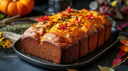 Freshly baked pumpkin loaf