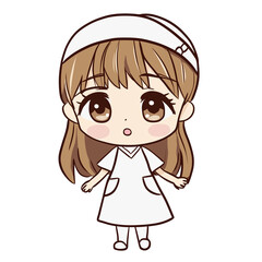 Obraz premium ClipArt nurse cartoon chibi style