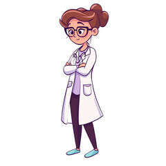 Fototapeta premium ClipArt Women Doctor cartoon chibi style