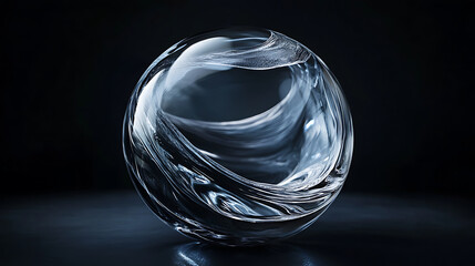 Translucent glass orb with fluid curves reflecting light beautifully