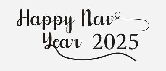 hand drawn lettering writing text happy new year 2025. vector illustration.