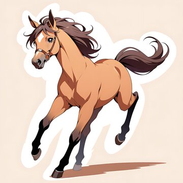 recommend clip art: Galloping running brown horse vector illustration