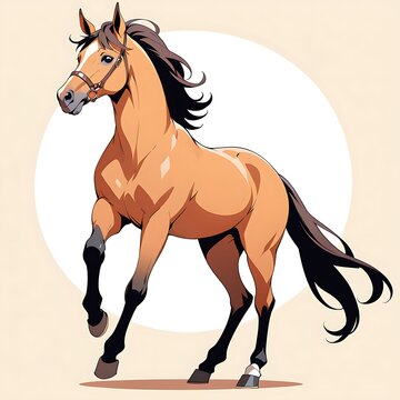 recommend clip art: Galloping running brown horse vector illustration