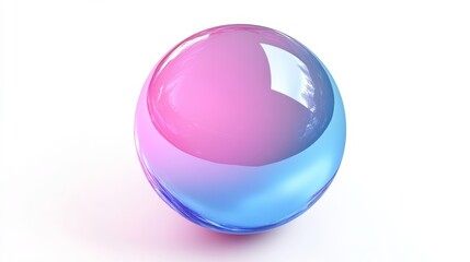 Crystal gradient ball in pink and blue on white.