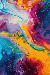 Colorful Abstract Art with Dripping Paint and Bubbles