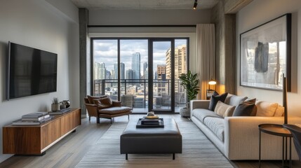 Obraz premium High-end urban studio with luxury amenities.