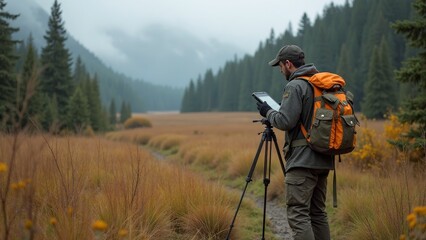 Ecologist Performing Site Analysis for Ecological Impact Assessment
