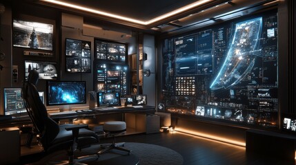 Obraz premium High-tech urban studio with sleek design.