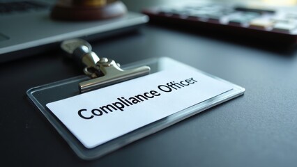 Corporate Identity: Compliance Officer Badge on Modern Desk
