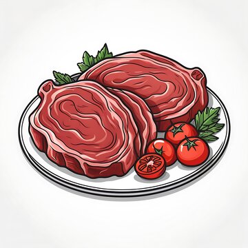 red meat steaks plate tomatoes parsley clip art preview