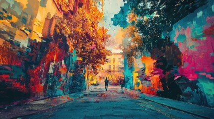 Obraz premium Artistic Passage with Vibrant Colors and Unique Texture