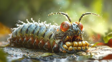 Artistic Rendering of Parasitic Wasp Laying Eggs