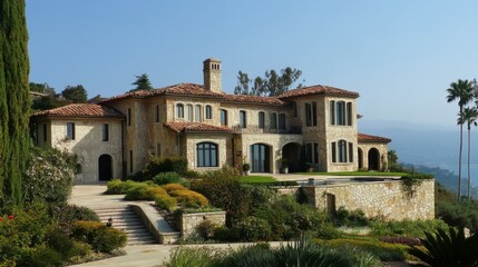 Mediterranean mansion with beautiful views.