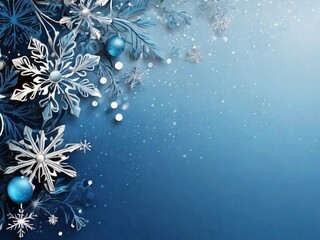Frosty Snowflake Banner: Merry Christmas Wishes in Blue