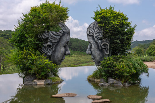 Famous statues at the Clay Tunnel park in Da Lat