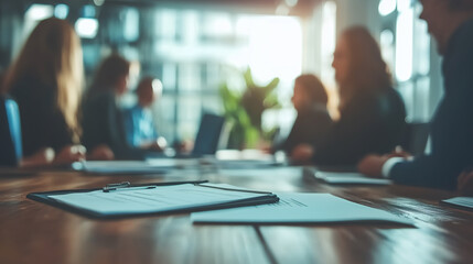 office meeting blurred background with business people working group in boardroom discussion