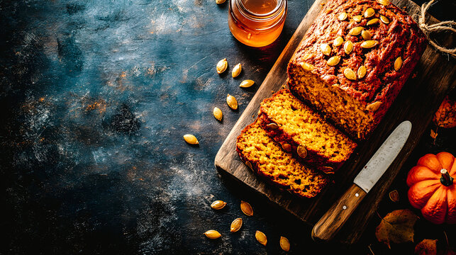 Cake de citrouille avec miel et graines
