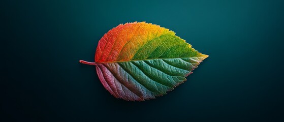 Obraz premium A single leaf turning from green to red, representing change and transformation, concept change