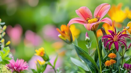 A vibrant floral background featuring a mix of colorful flowers, suitable for use in greeting cards