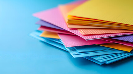vibrant stack of colorful invitations cards, event planning concept