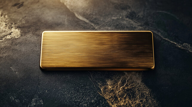 A brushed gold rectangle sits on a black surface.  The gold has a warm, inviting glow.