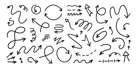 Obraz premium Hand drawn arrows set for business plan, presentation and education. Vector illustration