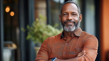 Fototapeta premium Middle-aged South African man with casual attire and a confident look.