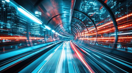 Fototapeta premium Dynamic Passage Through a Futuristic Cityscape