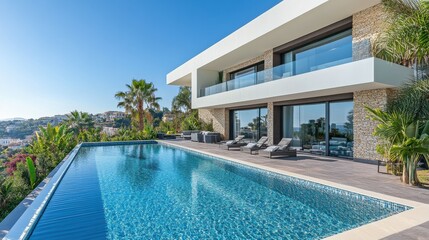 Fototapeta premium Luxurious urban villa with panoramic views.