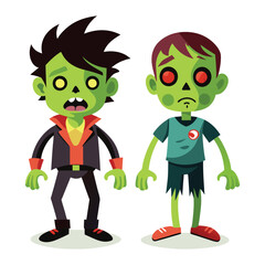 Two zombie holding his brain