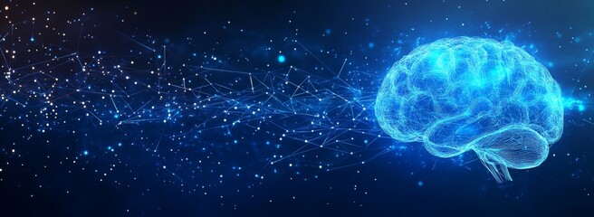 Fototapeta premium A blue brain with a lot of stars surrounding it