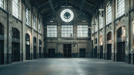 Fototapeta premium Dramatic Interior View of Maximum Security Prison