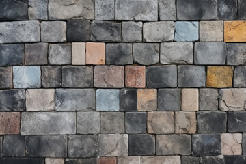 Obraz premium Processed collage of old european cobble stone pavement texture. Background for banner