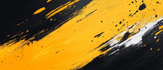 A black and yellow background with splatters of paint