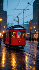 Fototapeta premium tram at night