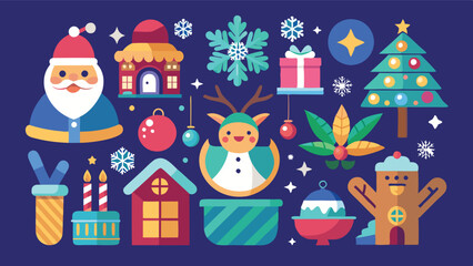 Obraz premium Christmas and New Year Holiday Icons: Festive Vector Graphics for Digital Designs