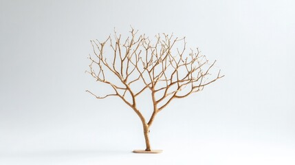 Obraz premium Simple decorative tree on white background, ideal for minimalist home decor or seasonal themes.