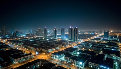  Bright city lights at night urban landscape