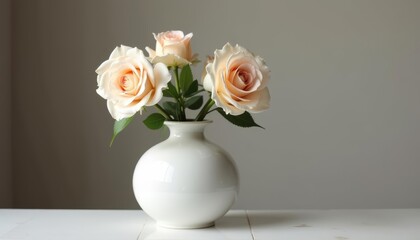  Elegance in simplicity  A bouquet of roses in a minimalist setting