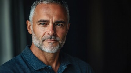 Obraz premium Middle-aged American man with a polo shirt and a confident look.