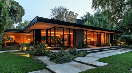 Mid-century modern house with sleek design.
