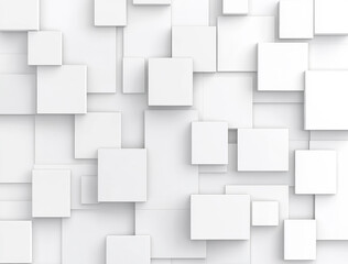 Obraz premium Abstract white background with overlapping squares and rectangles