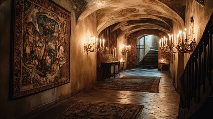 Captivating Historical Castle Passageway Interior