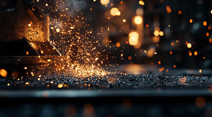 Cast iron melting in the modern factory, a realistic photo shoot, Industrial Metal Casting with Sparks