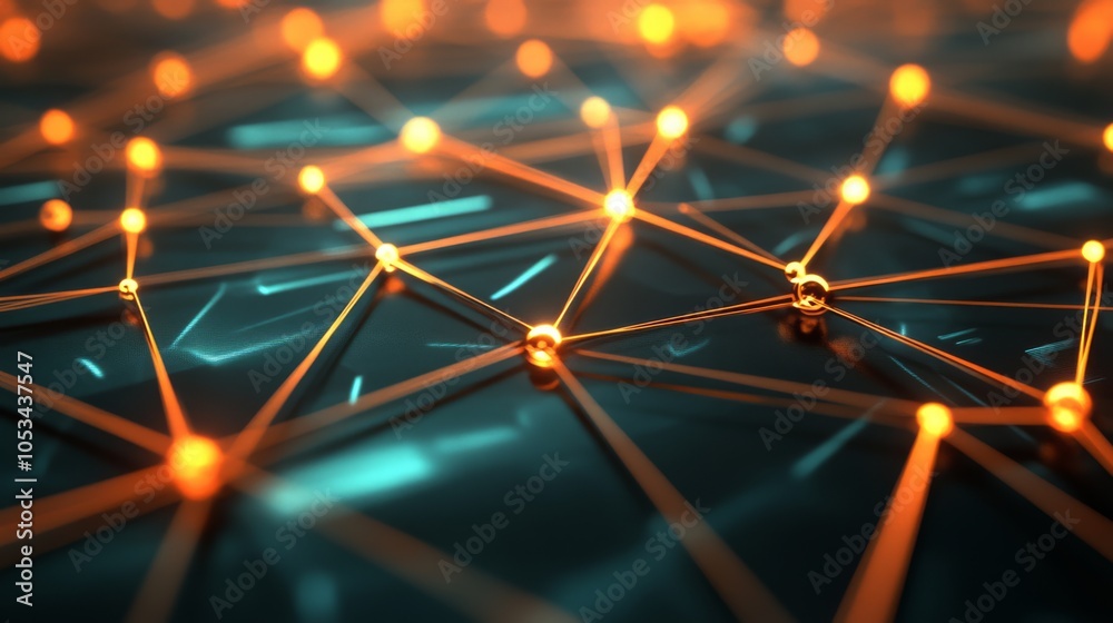 Poster abstract digital network concept with glowing nodes and lines, symbolizing interconnectedness, techn